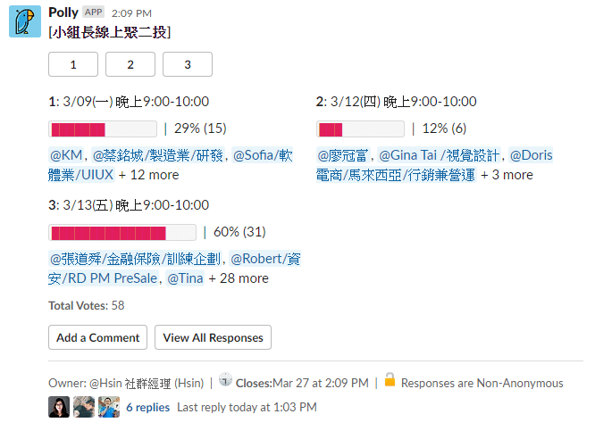 Slack 投票app Polly 應用 社群x內容 數位行銷精神時光屋